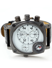 Spécial blanc noir en cuir sangle Mens Watch