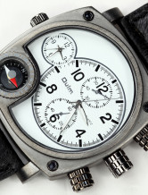 Spécial blanc noir en cuir sangle Mens Watch