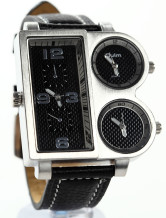 Cuir noir spécial sangle Mens Watch