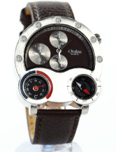 Special 26.5*4.5*1cm Brown Leather Strap Mens Watch