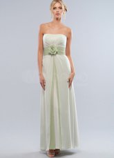 Pretty White Chiffon Strapless Floor Length Maternity Bridesmaid Dress