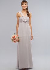 Pretty Gray Chiffon Halter Floor Length Maternity Bridesmaid Dress