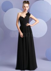 Elegant Black Chiffon One Shoulder Maternity Bridesmaid Dress