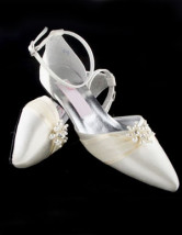 Chaussures de mariage plat avec satin blanche
