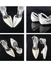 Chaussures de mariage plat avec satin blanche