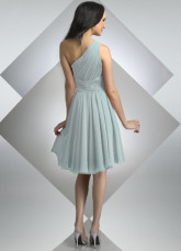 Gris One-épaule mousseline genou longueur demoiselle d'honneur Womens robe