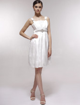 White Sweet Organza With Satin Womens Evening Dress