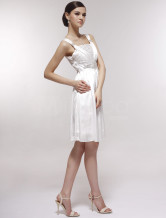 White Sweet Organza With Satin Womens Evening Dress