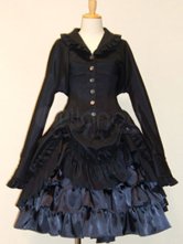 Attractive Black Real Silk Womens Lolita Dress