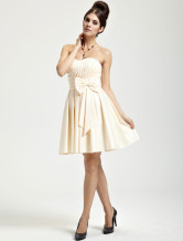 Robe de cocktail de livraison rapide en joli champagne de longueur à genou en satin 