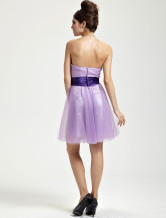 Romantic Lilac Tulle Strapless Knee Length Womens Cocktail Dress