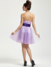 Romantic Lilac Tulle Strapless Knee Length Womens Cocktail Dress