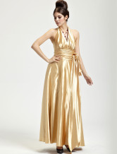 Superbe robe de soiree a pali a corde avec satin couleur d'or 