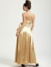 Superbe robe de soiree a pali a corde avec satin couleur d'or 
