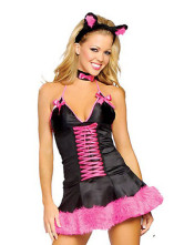 Popular Black 82% Spandex 18% Nylon V-neck Womens Fantasy Costume 