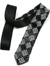 Popular Black Blended Cotton Fabric 145cm Mens Tie	