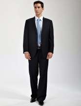 Handsome Black 65% Wool 35% Cuprammonuium Mens Business Suits 