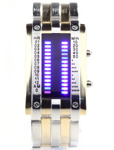 Sangle or 20 * 2 cm en alliage de mode Watch lumière bleue pour les hommes