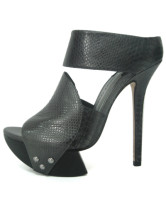 Cuir de vache Unique gris 1 3/10 « plate-forme 5 3/10 » haut talon chaussures pour femmes