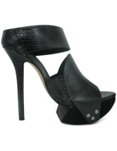 Cuir de vache Unique gris 1 3/10 « plate-forme 5 3/10 » haut talon chaussures pour femmes