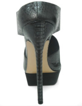 Cuir de vache Unique gris 1 3/10 « plate-forme 5 3/10 » haut talon chaussures pour femmes