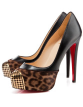 Escarpins de style de léopard et à talons hauts avec crin 