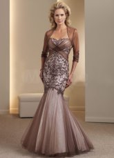 Wonderful Brown Satin Sweetheart Mermaid Trumpet Mother of The Bride Dress