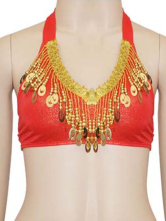 Soutien-gorge de dorure Belly Dance de soie rouge sexy