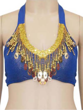 Dorure soie bleu profond Belly Dance Bra