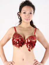 Red 100% Cotton Sequin Belly Dance Bra
