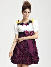 Bourgogne Satin Tee longueur Masquerade robes de bal