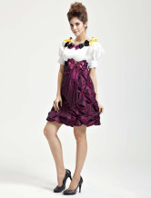 Bourgogne Satin Tee longueur Masquerade robes de bal