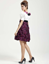 Bourgogne Satin Tee longueur Masquerade robes de bal