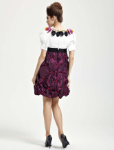 Bourgogne Satin Tee longueur Masquerade robes de bal