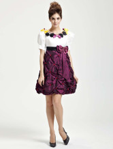 Bourgogne Satin Tee longueur Masquerade robes de bal