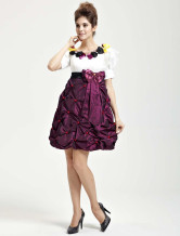 Bourgogne Satin Tee longueur Masquerade robes de bal