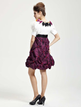 Bourgogne Satin Tee longueur Masquerade robes de bal