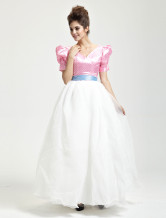 White Chiffon Floor Length Masquerade Ball Gowns
