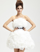 White Soft Yarn Masquerade Mini Skirt