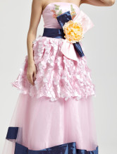 Rose mousseline au plancher longueur Masquerade robes de bal