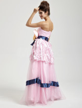 Rose mousseline au plancher longueur Masquerade robes de bal