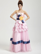 Rose mousseline au plancher longueur Masquerade robes de bal