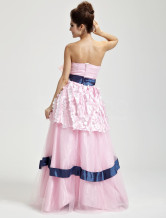 Rose mousseline au plancher longueur Masquerade robes de bal