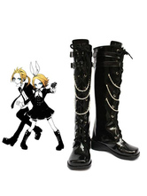 Vocaloid Kagamine Rin Black Faux cuir 2'' haut talon Cosplay Shoes