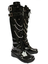 Vocaloid Kagamine Rin Black Faux cuir 2'' haut talon Cosplay Shoes