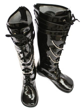 Vocaloid Kagamine Rin Black Faux cuir 2'' haut talon Cosplay Shoes