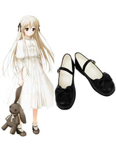 Yosuga aucun Sora noir 1 1/5'' talon Faux Cosplay chaussures en cuir 