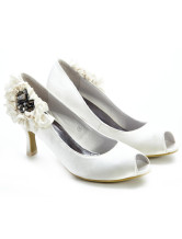 Romantic Ivory Satin Wedding Shoes