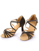 Special Black Cloth 2 1/5'' High Heel Womens Latin Shoes