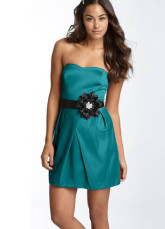 Modern Army Green Sweetheart Neckline Mini Satin A-line Womens Homecoming Dress 